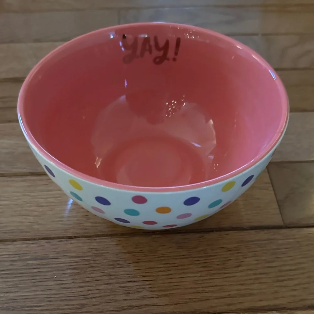 🟣 NEW Colorful Polka Dot Bowl pink yay! Purple yellow